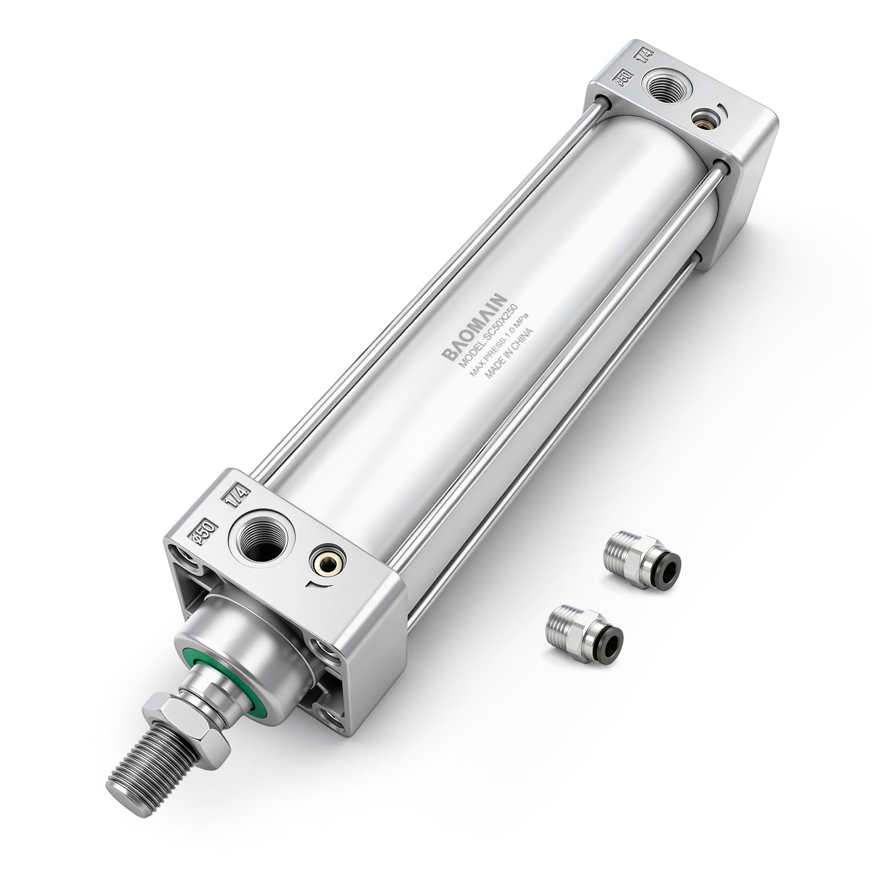 BERULL SCJ50x250-50 standaard pneumatische cilinder boring 50 mm dubbelwerkende luchtcilinders verstelbare slag 200-250 mm grote stuwkracht (kleur: SCJ50x250-50 en U, maat: met magneet