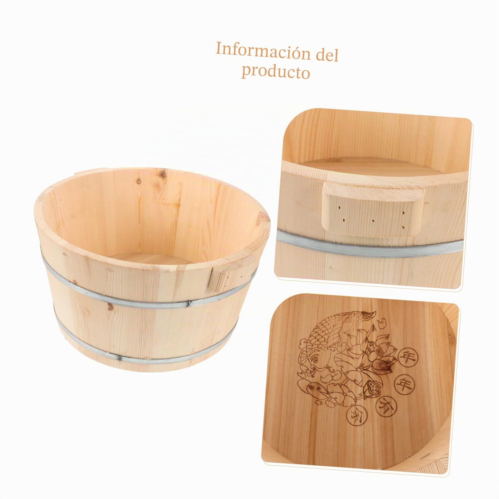 Healeved Bañera de Madera para Pies Lavabo para Pedicura de Madera Cierre para Relajarse Esencial para Spa de Pies para Baño Casa