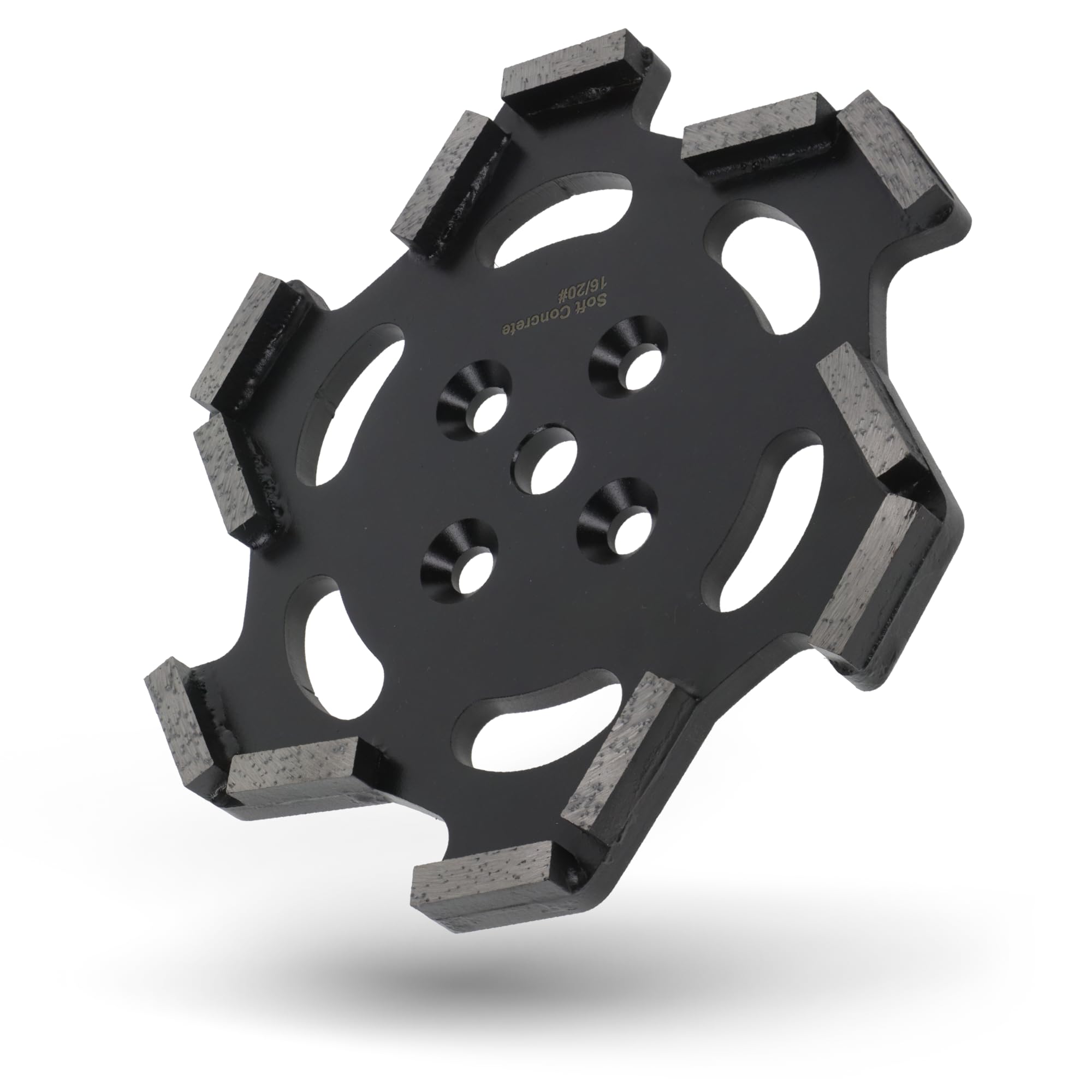 PRODIAMANT Disco abrasivo de diamante 254 mm 19 mm negro – para hormigón blando hormigón fresco pavimento superficies abrasivas K16/20 12 segmentos profesional lijadora de suelo