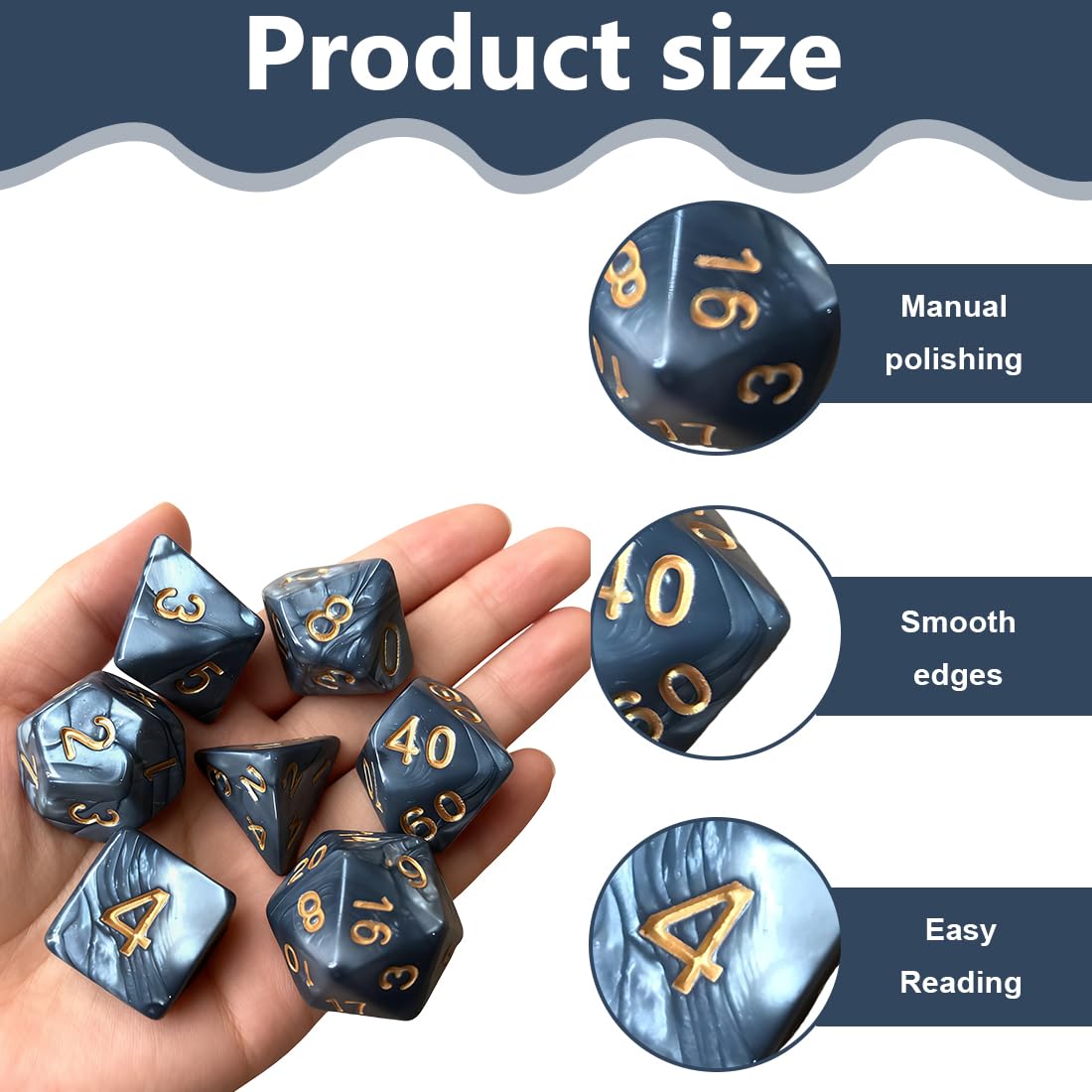 Juego de Dados Poliédricos para Varios Juegos, 7 Piezas, Dados de Rol con 20 Caras, Dados de Colores con Bolsas para