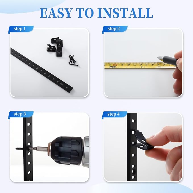 Sistema de soportes para estantes Sel Natural 8 piezas de 40 pulgadas y 24 clips de estante ajustables en acero inoxidable negro miniatura 7