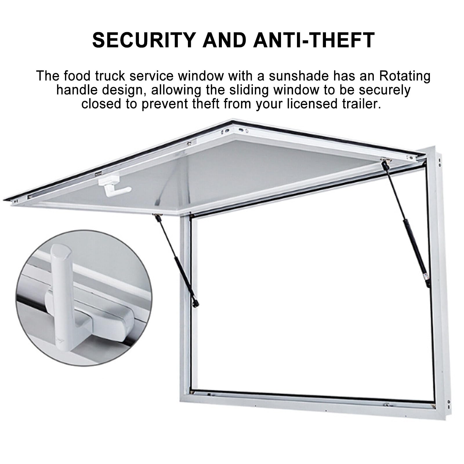 Unità Di Ristorazione Mobile 36" X24 "/36" X36 ", Forniture E Attrezzature Per Food Truck, Porta Parasole A Doppia Asta Idraulica Con Un Massimo Di 85 Gradi,36"24"