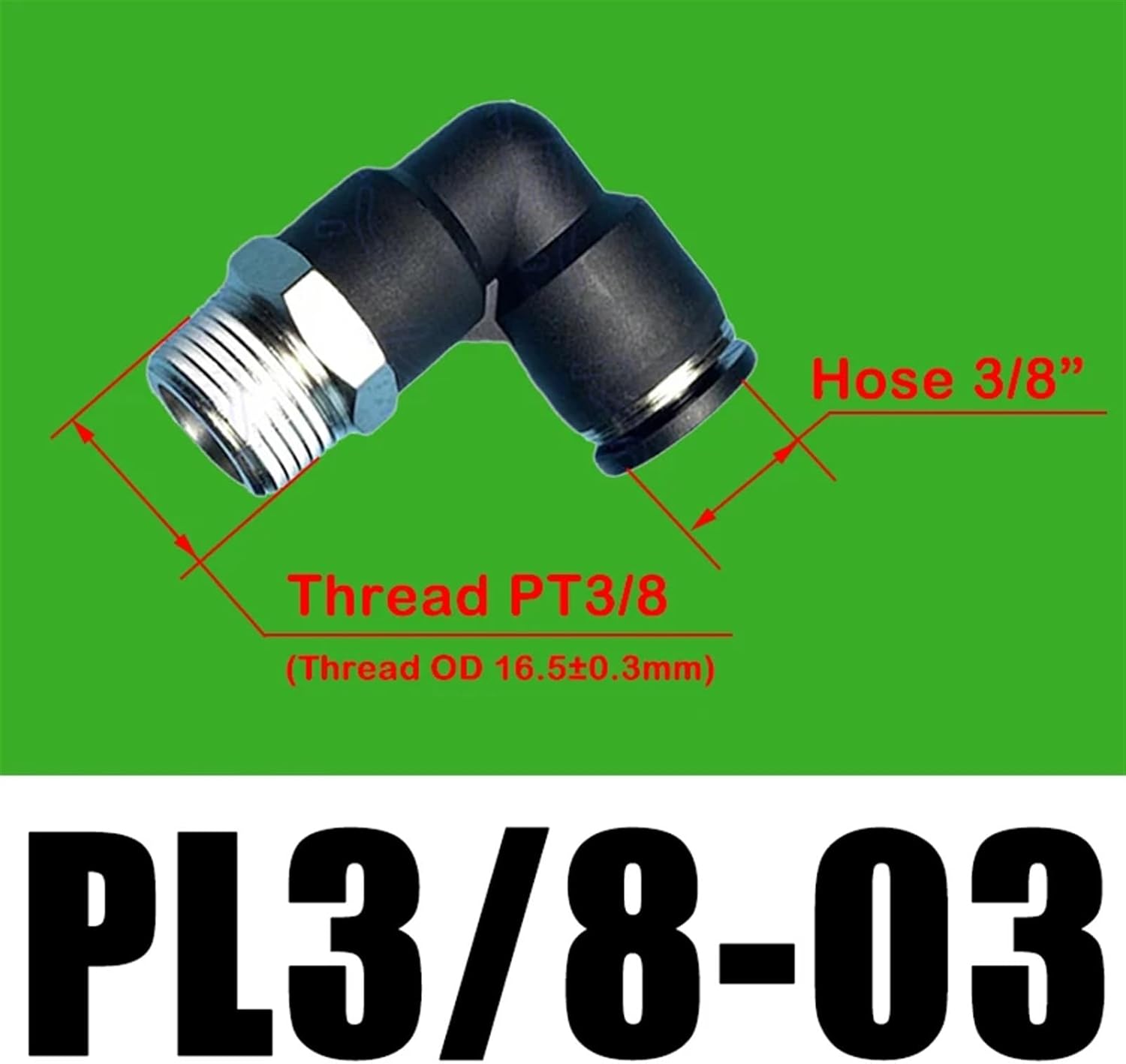 10pcs PL Pneumatic Fitting Hole 5/32 3/16 5/16 PT Thread 1/8" 1/4" 1/2" External Elbow Quick release Pipe Air Connector(PL 3I8-03 (PT 3I8))