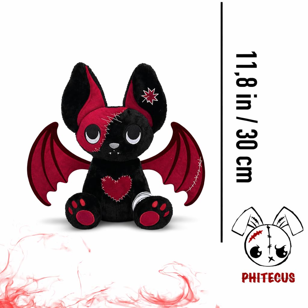 PHITECUS Gothic Bat Plush - Cute Creepy Plushie, Perfect Anxiety Stuffed Animal Gift for Teens and Adults (Ghotic Bat Plushie)