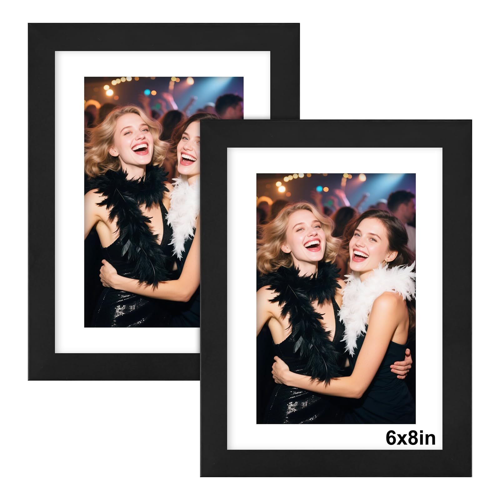 8x6 Photo Frame Black - 2 Pack 6x8 Picture Frames with Mount, Photo Frames 8x6 Picture Frame for Wall Mount & Desktop