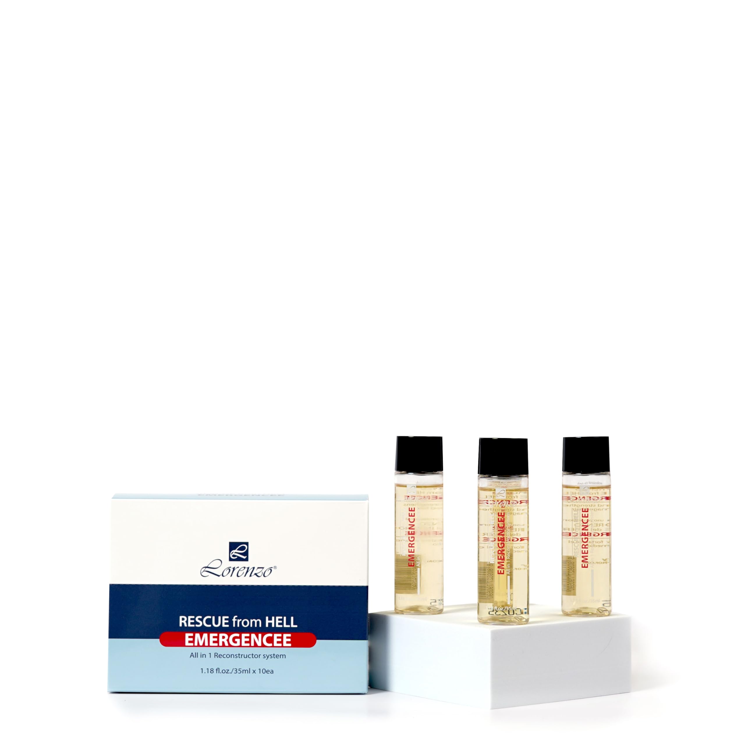 L Lorenzo Rescue from Hell Emergencee All in 1 Reconstructor System 1.18fl.oz/35ml X 10 | Severely Damaged, Fine or Limp Hair