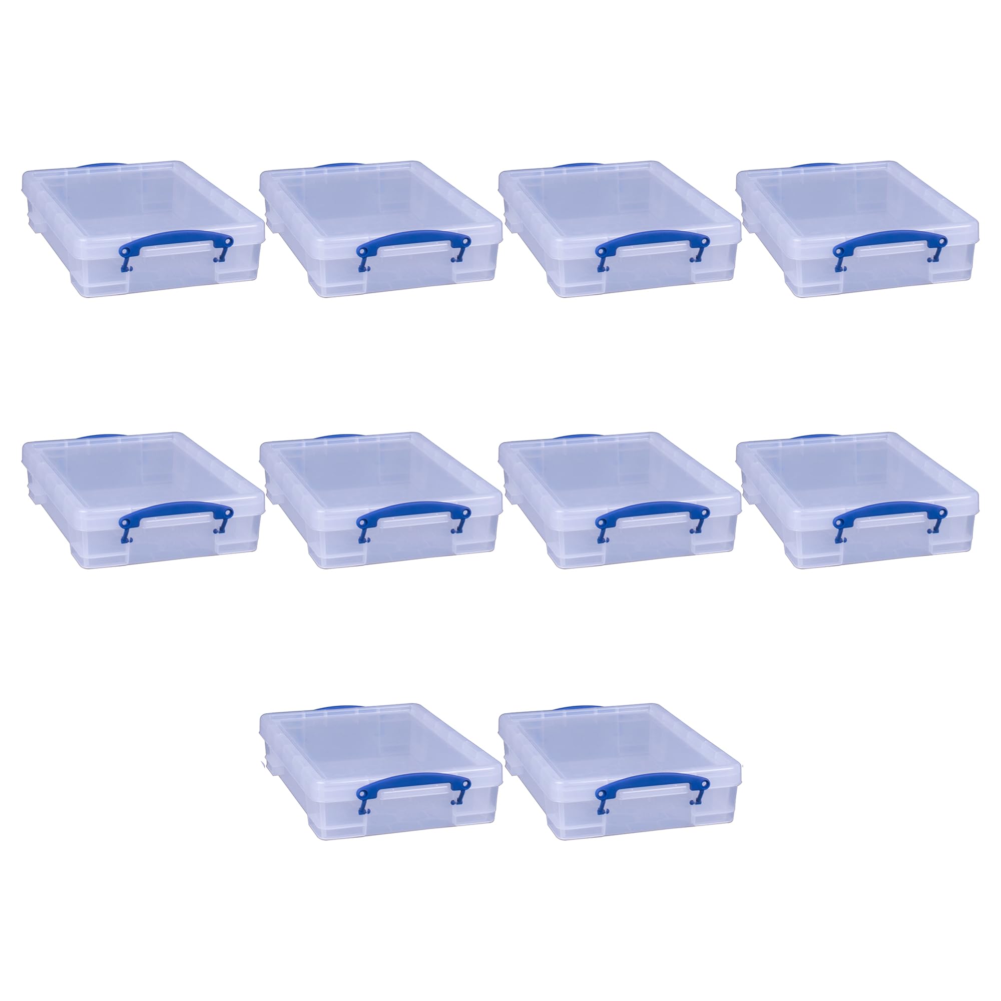 4 Liter Plastic Storage File Box Container with Snap Lid and Clip Lock Handles for Office Organization and Storage, Clear (10 Pack)