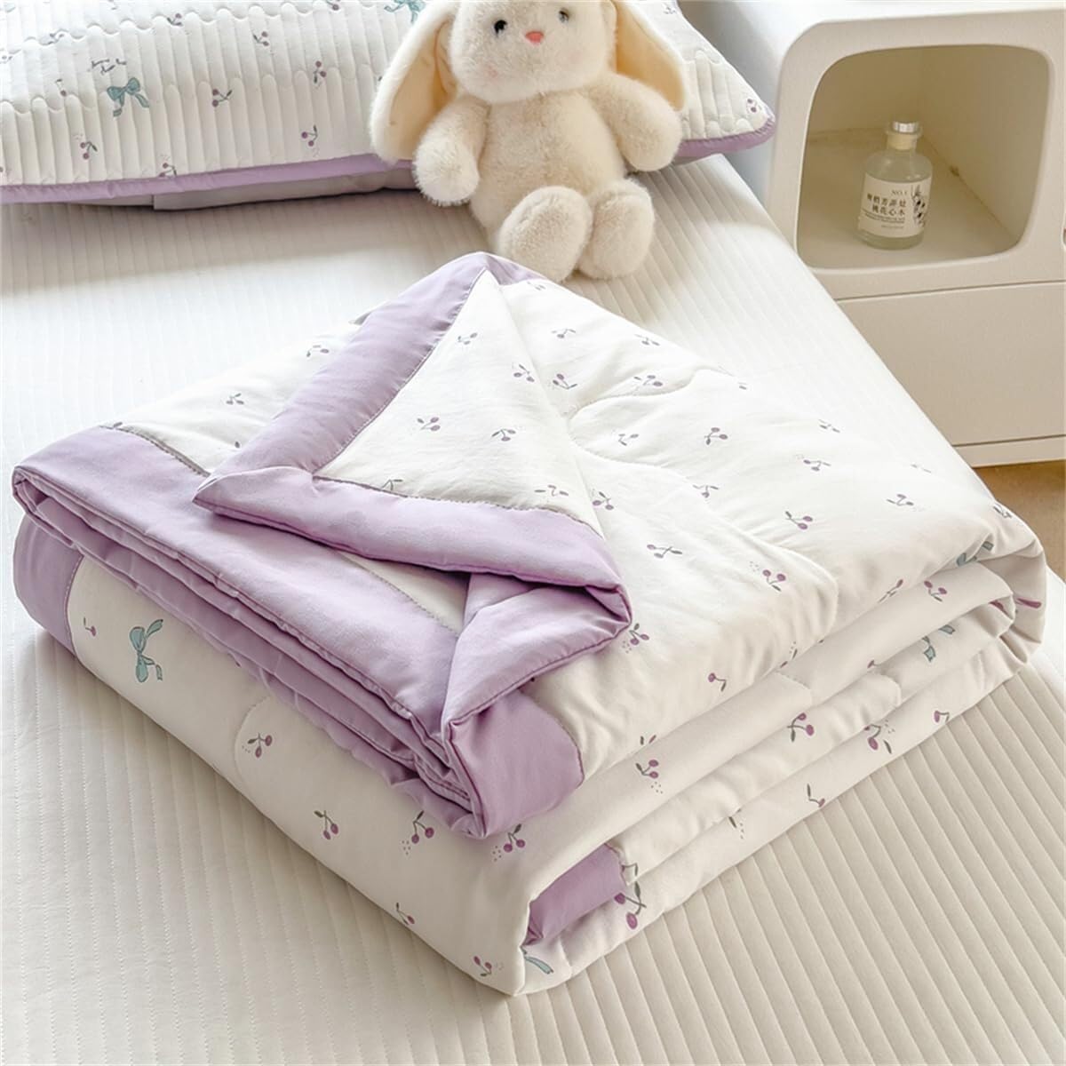 VUIKLCty Modern And Elegant Quilted Bedspread Summer Cooling Blanket, Machine Washable(Purple,200x230cm)