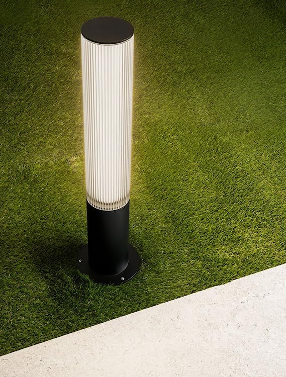 Glowave® Outdoor Modern Sand Black Cylindrical Cage Bollard Garden Light for Pathways, Driveway, Patio, Deck, Garage IP65 Waterproof - Warm White (699A-GL/430mm)-image-19