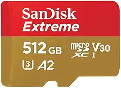 Cartão de memória SanDisk 512GB Extreme Plus UHS-I microSDXC com adaptador SD, leitura de 170 MB/s, gravação de 90 MB/s, V30, A2, SDSQXA1-512G