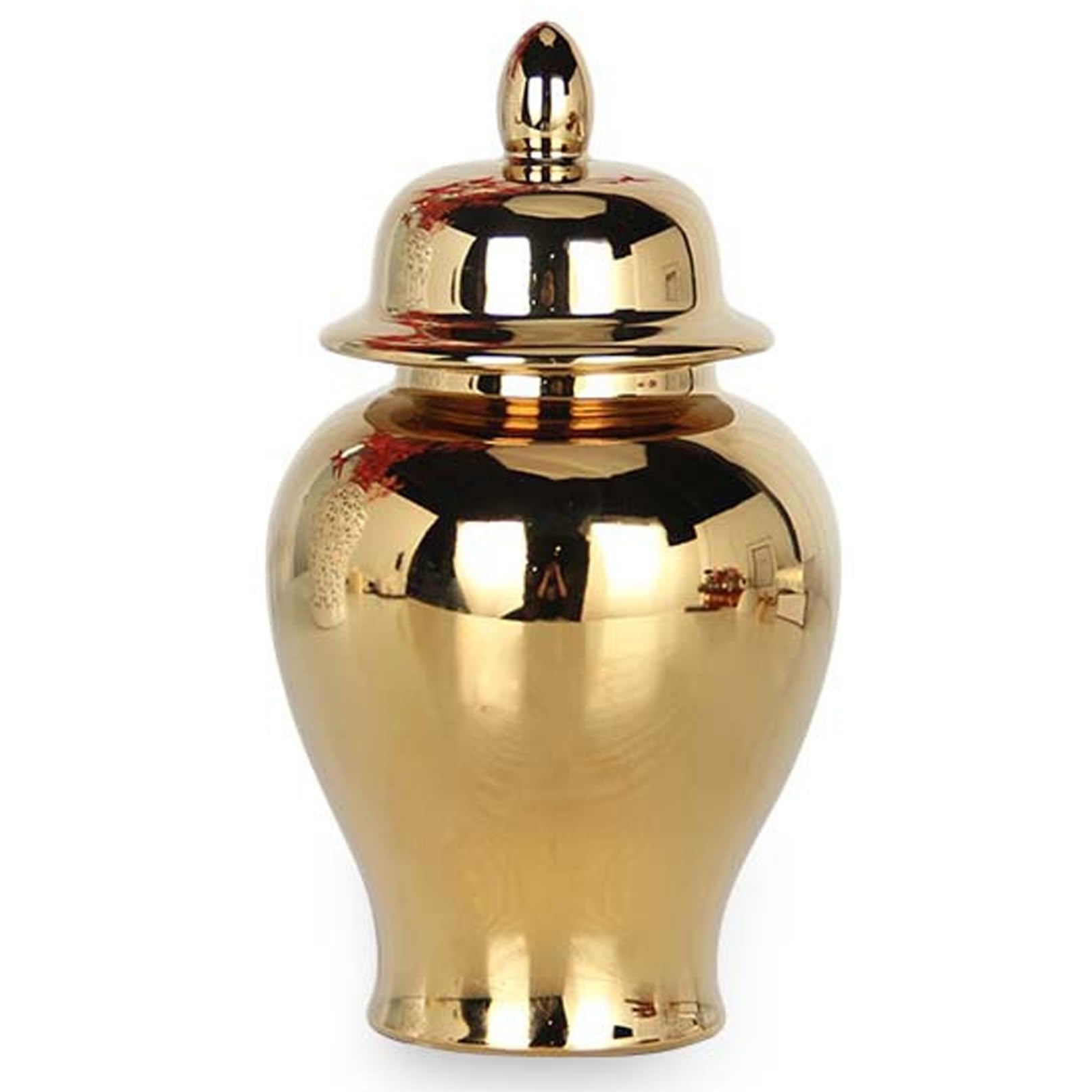 Ameble Ginger Jar with Lid - Decorative Ceramic Jar for Home Decor, Elegant Tabletop Vase & Storage Canister for Living Room, Office, Tea, Golden Ginger Jars, Decorative, Vase