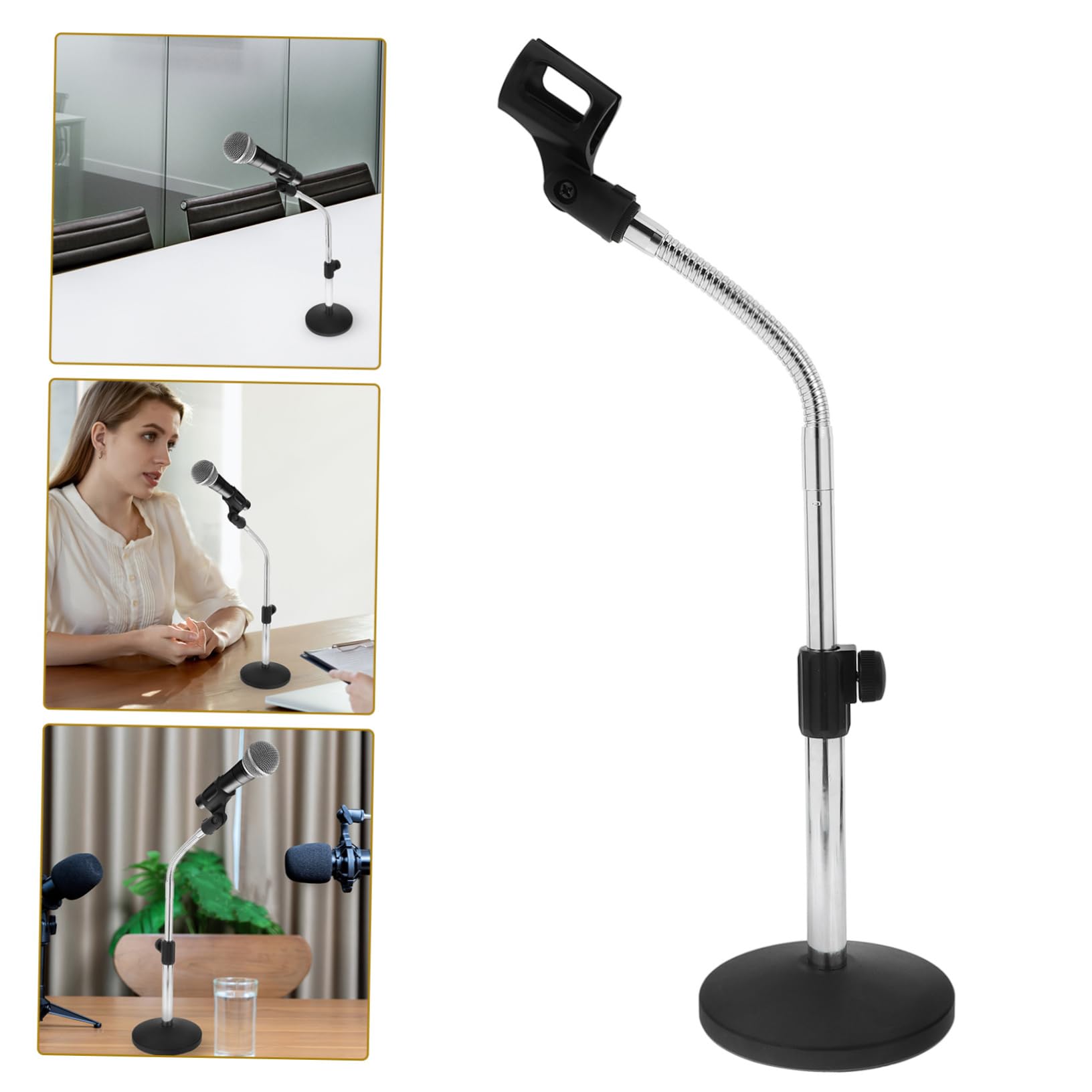 TOYANDONA Supporto Microfono Da Tavolo Regolabile Con Base Ponderata e Tubo Flessibile Stand in Ferro Stabile Per Meeting e Live Broadcast Design Elegante