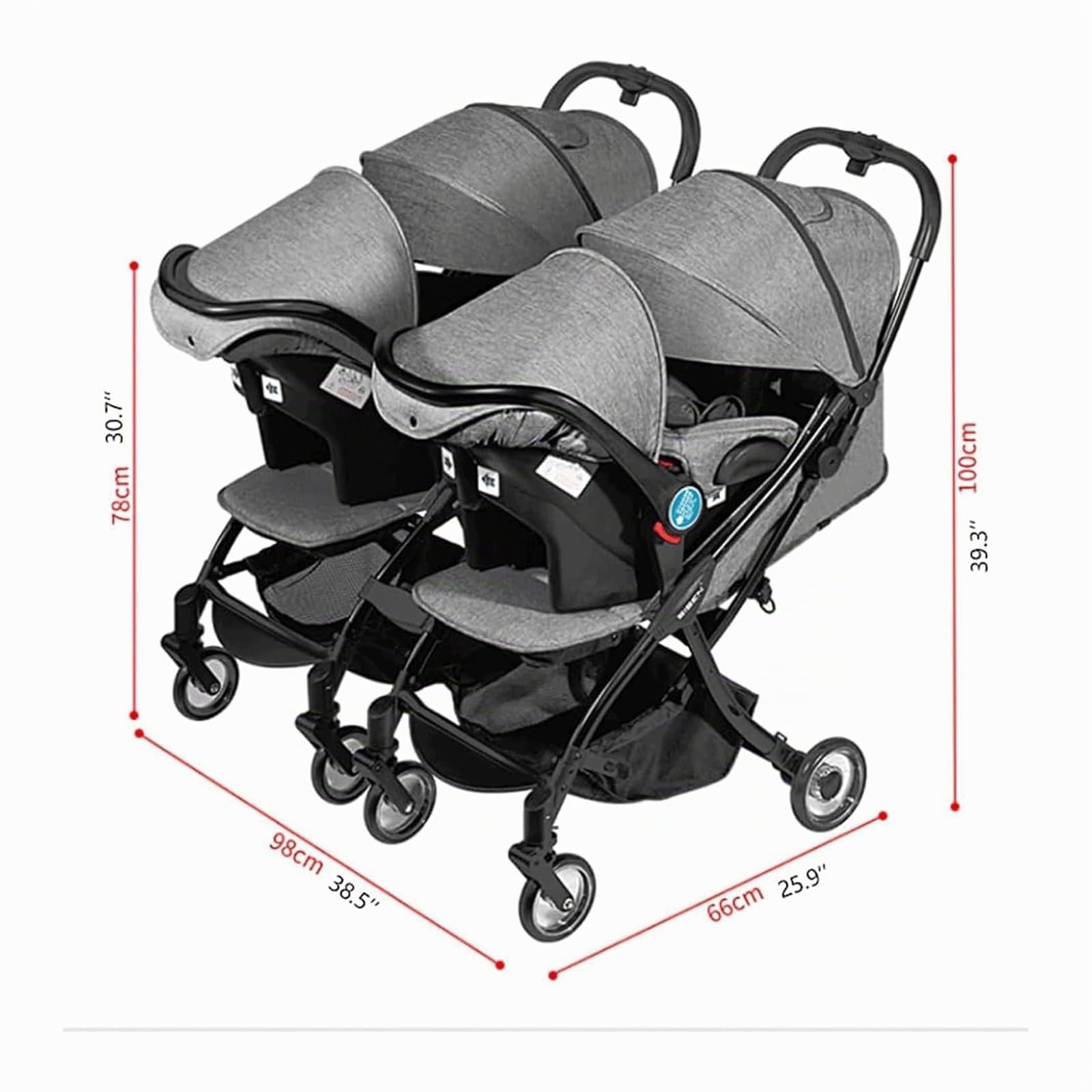 EYPKPL Poussette bébé Double siège en Alliage d'aluminium Poussette jumelle Pliable poussettes Tandem Double siège Poussette Chariot Portable