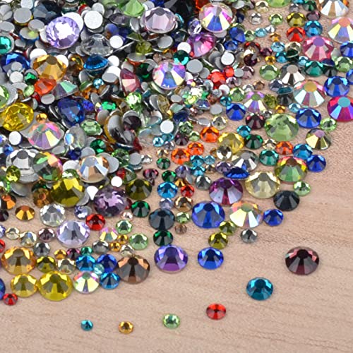 Icai Beads 7000 Pieces Rhinestones 5 Sizes Round Crystal Glass Flat Back Rhinestones With 1Tweezers And 1Picking Pen For Nail Art Crafts Clothes Bags Diy thumb #2
