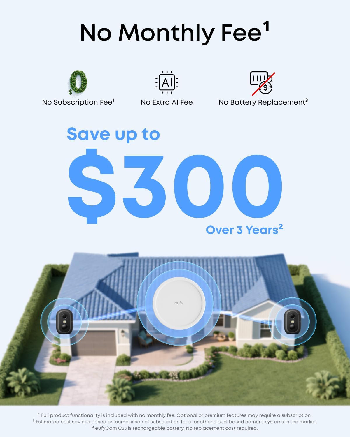 eufy Security eufyCam C35 2-Cam Kit, Wireless Security Indoor/Outdoor Camera, Magnetic Mount, Color Night Vision, Local Storage, No Monthly Fee, IP67, Facial Recognition, Solar Panel Compatible, Black