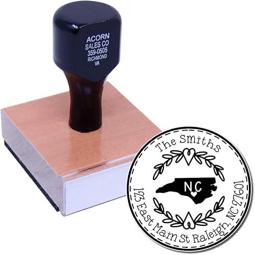 Miniatura 621 de Round State Love - Sello de dirección de devolución para Texas, uso con almohadilla de sello, mango de madera, sello de dirección de Texas