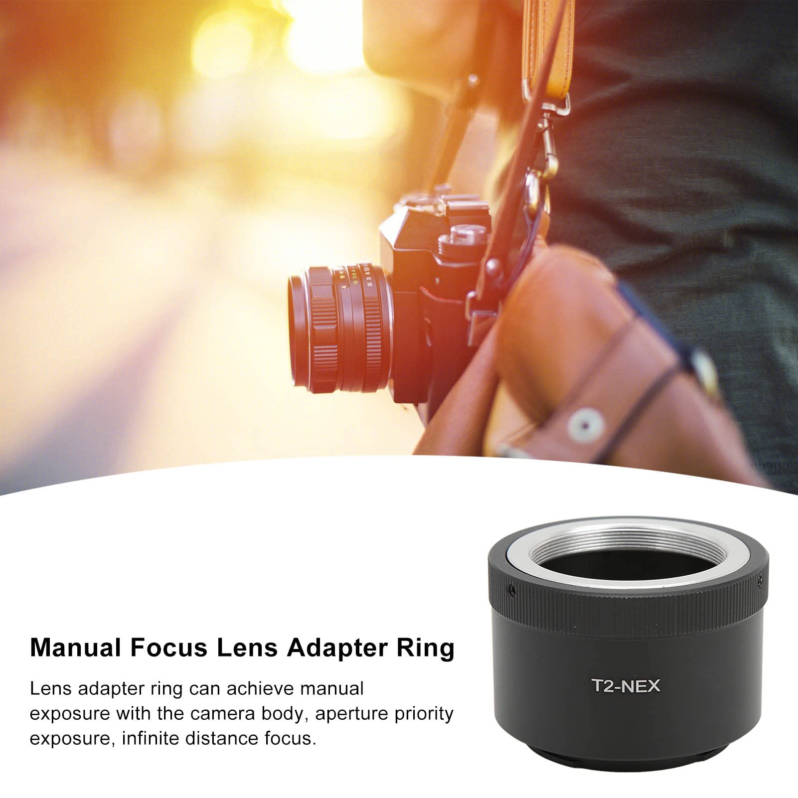 Anillo Adaptador de Lente T2-NEX para Lentes de Montura T2 para Sony E Mount NEX-3 NEX-3C NEX-3N NEX-5 Y Otras Cámaras Adaptador de Montura de Lente