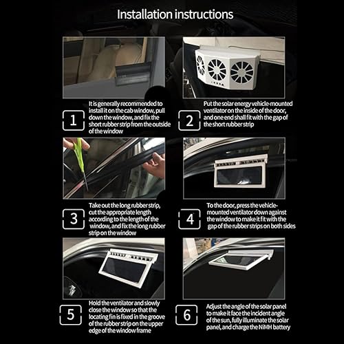 Miniatura 2 de Surakey Ventilador solar para automóvil, ventilador de escape solar de automóvil de 2 W, ventilador de refrigeración de 3 agujeros para radiador de