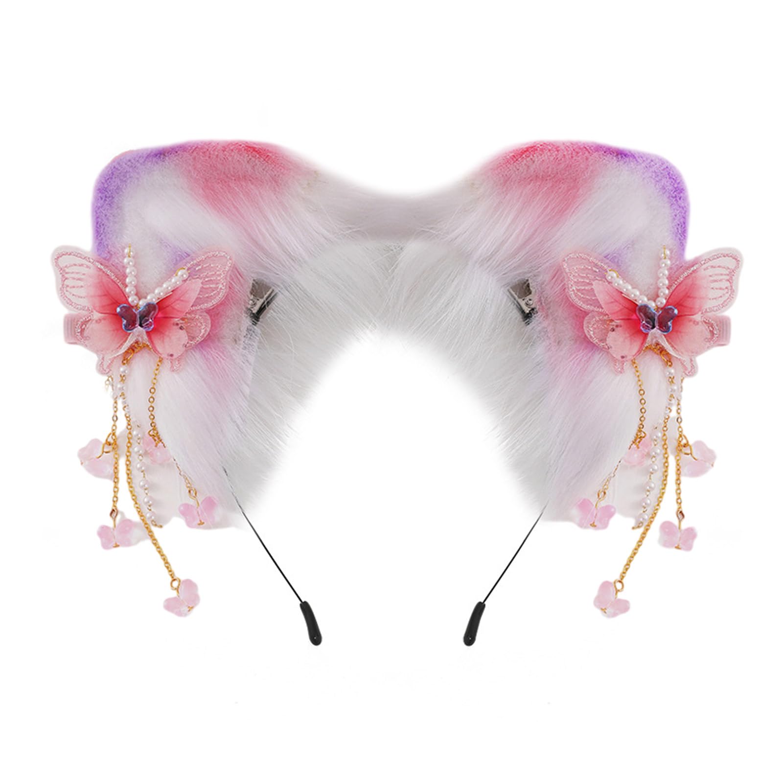 Bandeau avec papillon fleur chaton oreille en couleurs de dessin animé - 7