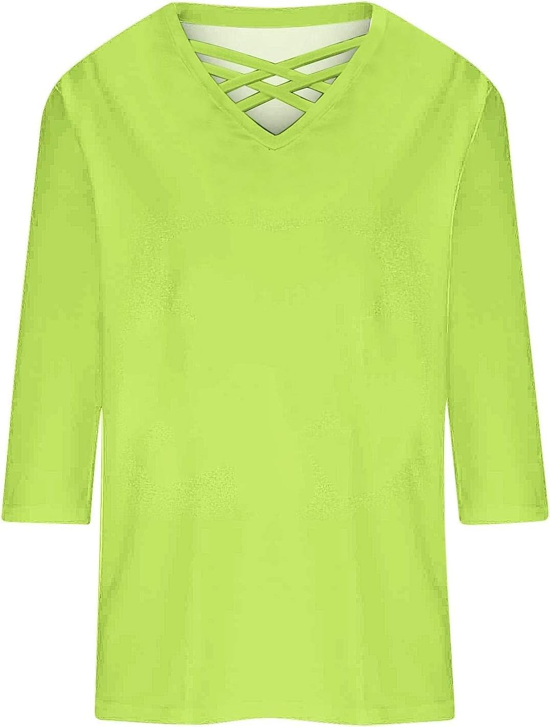 3/4 Length Sleeve Womens Tops Summer Criss Cross V Neck Dressy T Shirts Trendy Casual Loose Fit Tunic Blouses
