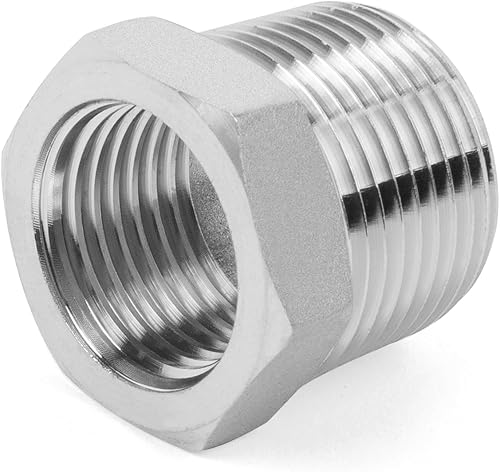 Miniatura 2 de Montaje de tubería de acero inoxidable 304, buje hexagonal reductor 12 pulgada NPT macho x adaptador de rosca hembra NPT de 38 pulgadas (paquete de