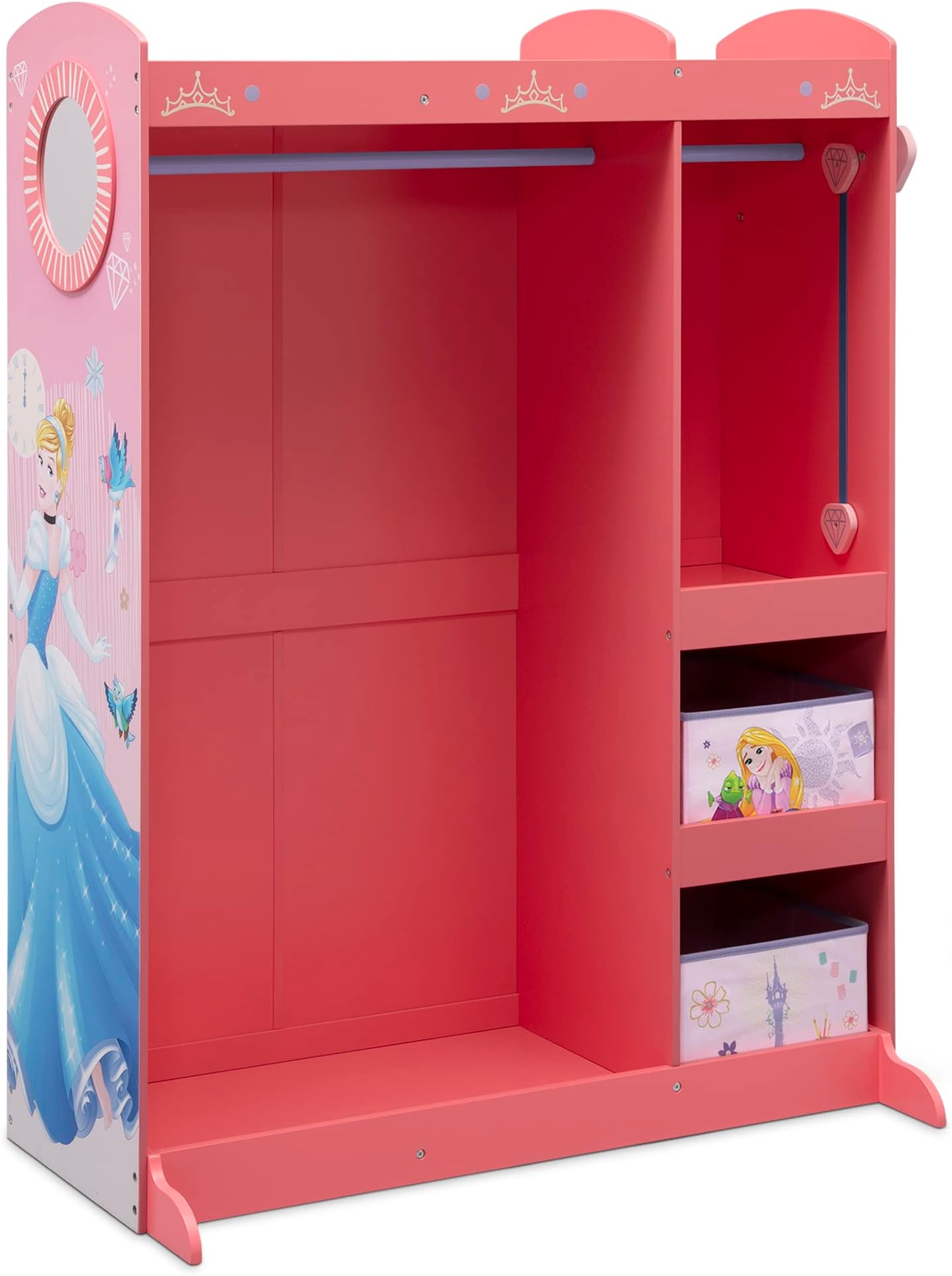 Disney Princess Dress & Play Boutique - Pretend Play Costume Storage Closet/Wardrobe for Kids with Mirror & Shelves by Delta Children, Pink