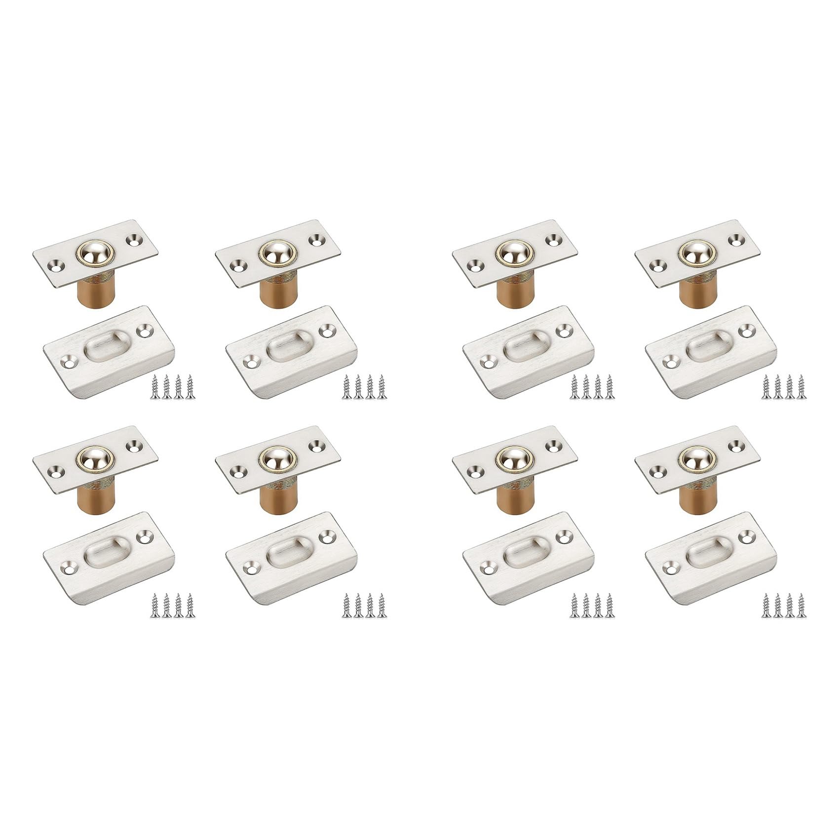 Jnchdghwa Silver Closet Door Ball Catch, Door Ball Catches For Interior Doors, Dual Adjustable Ball Bearing Catch 8 Pack