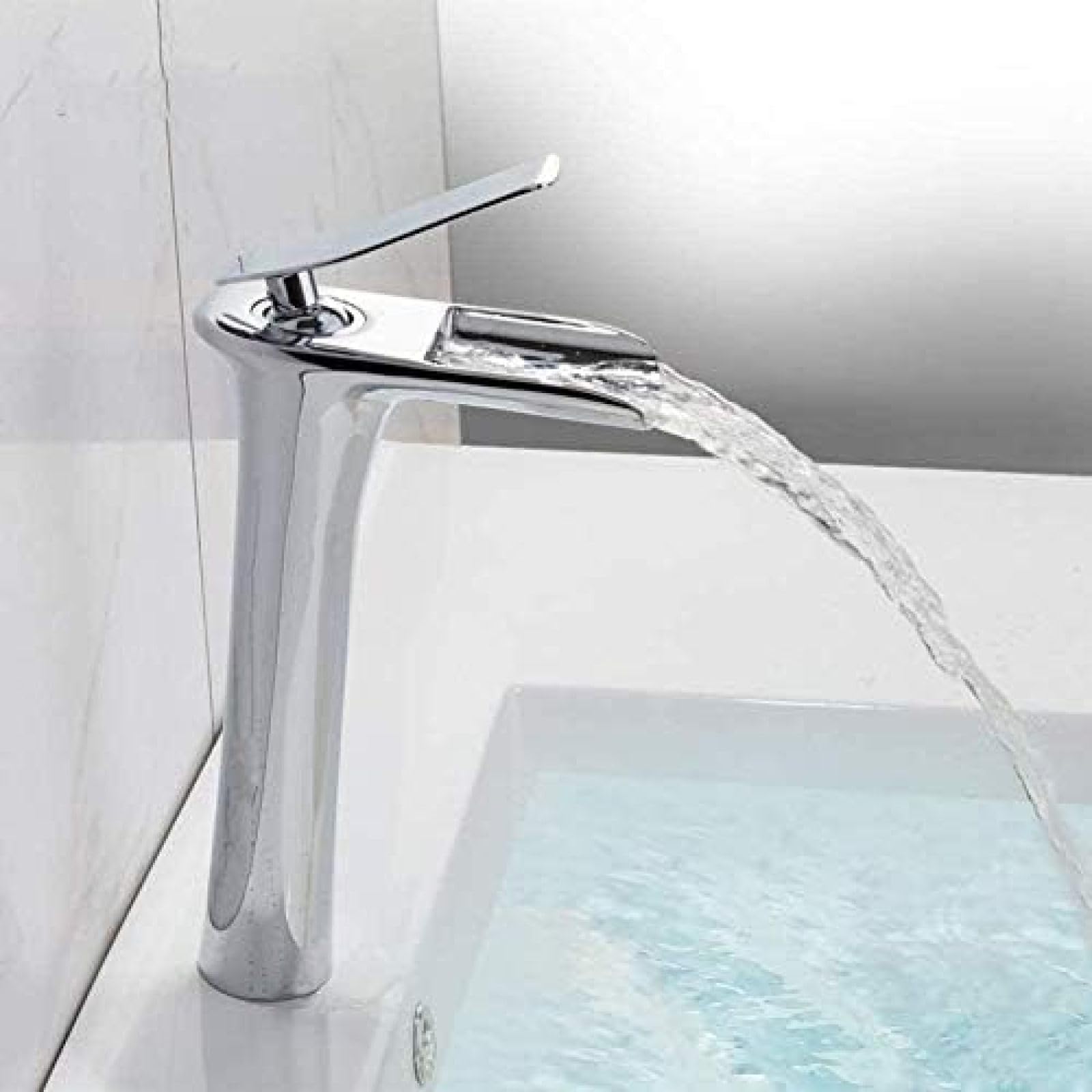Wasserhahn, Waschbecken-Wasserhahn, Kaskaden-Waschbecken-Wasserhahn, Wandmontierter Waschbecken-Wasserhahn, Pool-Wasserhahn, Chrom-Legierungs-Wasserhahn, Badezimmer-Wasserfall