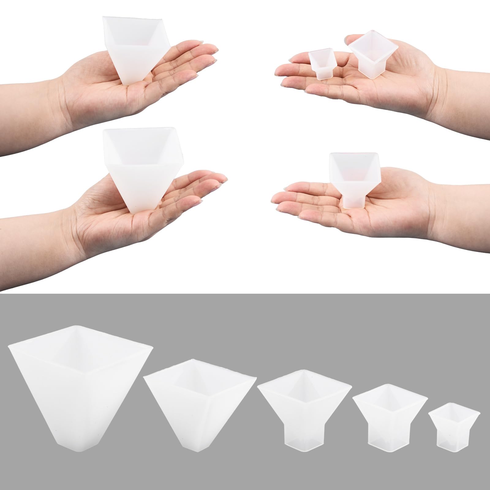 ULDIGI 5 Stuks Piramide Siliconen Mallen – Flexibel, Herbruikbaar & Ideaal Voor Hars, Kaarsen, Zeep En Meer!