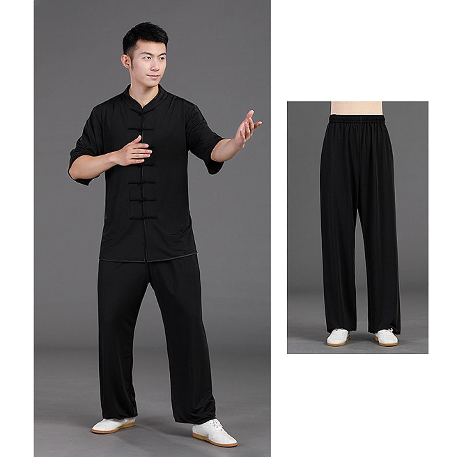 Giacca per Arti Marziali di Kung Fu,Abbigliamento Tai Chi Cinese,Wing Chun Uniforme,Set da Uomo Tang Suit,Unisex,Casual,Traspirante,cedevole,per Meditazione e Qigong