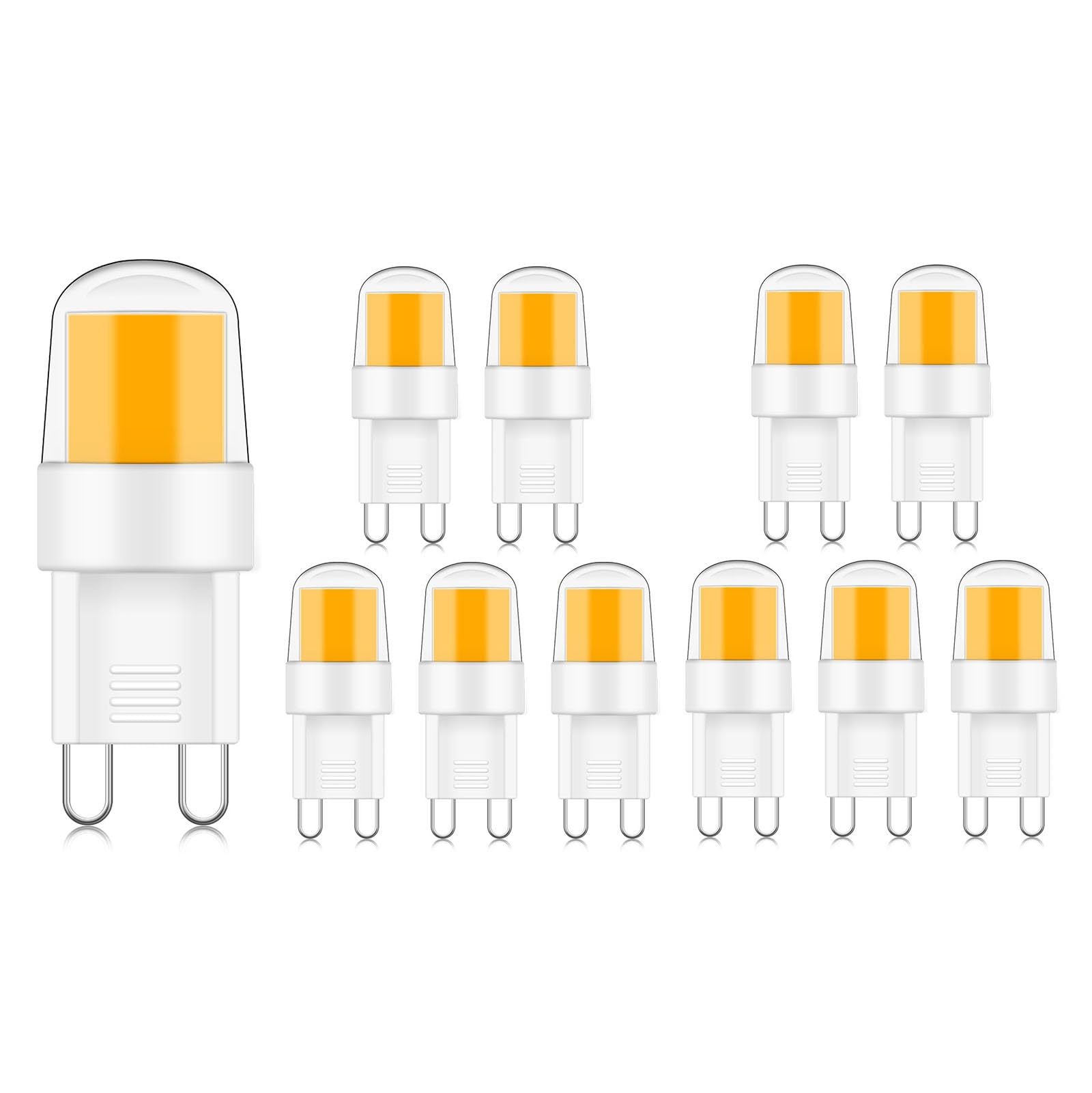 Bombillas LED G9 3W (equivalente a 20W 28W 33W) Regulables foco mini CRI 80+ Para campanas extractoras cocina lámparas araña apliques pared lámparas armario(Warm White 3000K,10pack)