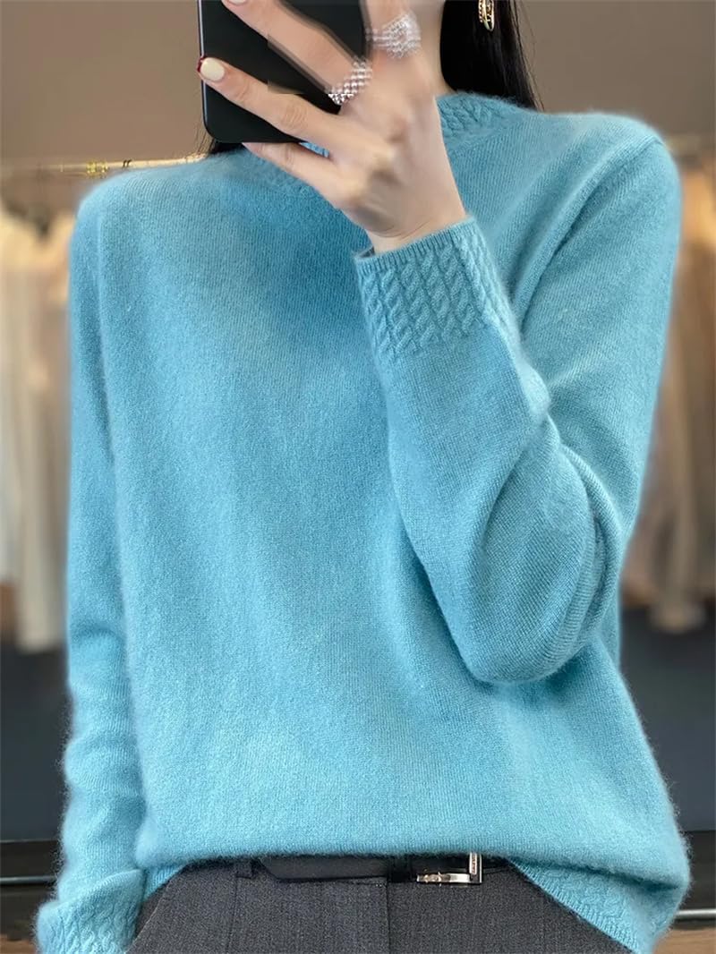 Maglione di lana da donna a collo alto a mezza altezza, per autunno e inverno, lavorato a maglia