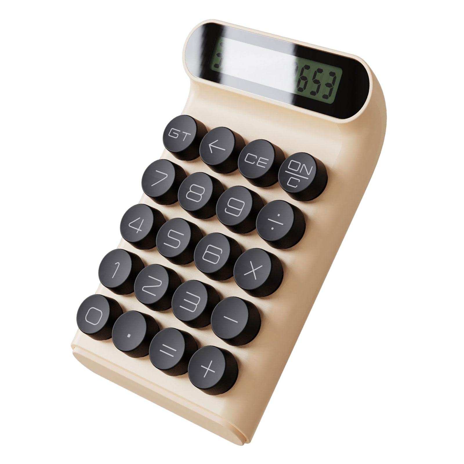 5 set Interruttore Meccanico Calcolatrice Suono Chiaro Linea Semplice Robusto Display a 10 cifre Colore Crema 15x9.2x3 cm