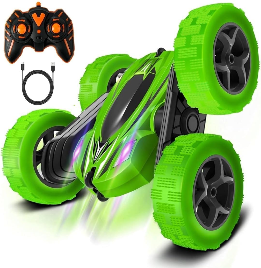 Umadiya® Double Flip 360 Degree Drift Stunt Racing Car Toy for Kids | Remote Control Car 2.4GHZ Rechargeable Mini RC Cars | Rotating Storm Stunt Car | 50 Mtrs Range 4WD RC Car with LED