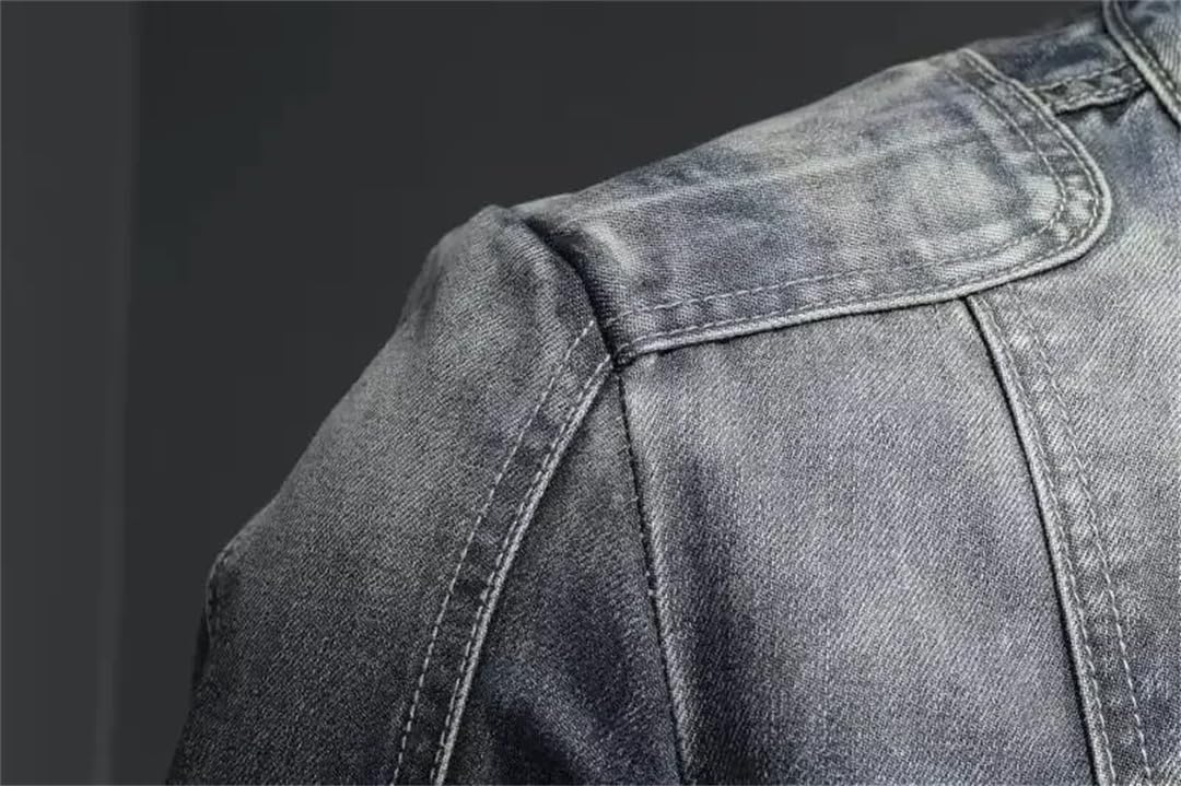 Męskie kurtki dżinsowe płaszcze płaszcz z zamkiem błyskawicznym slim fit solidny wywijany kołnierz pełny rękaw regularna kurtka