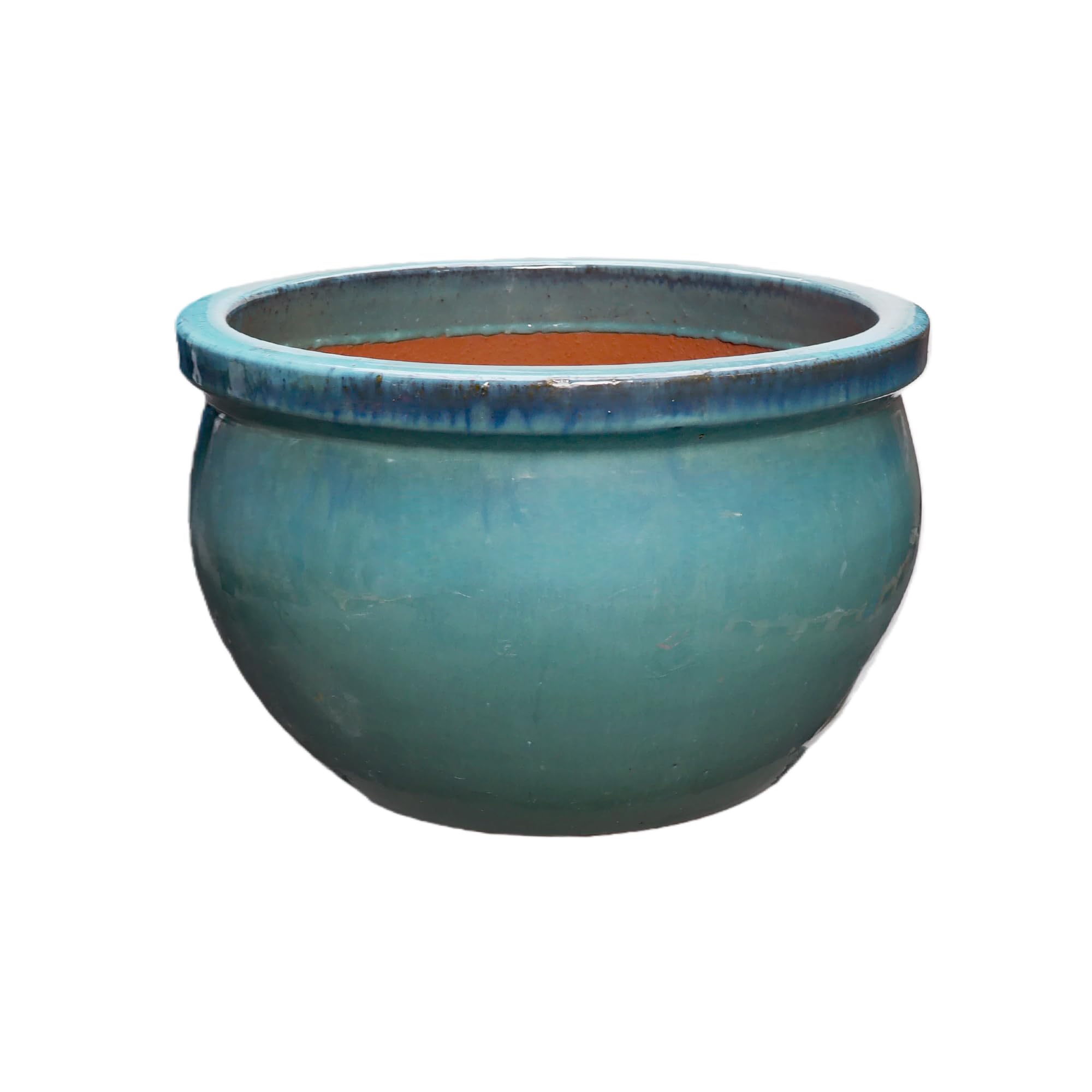 Steinzeug-Blumentopf/Pflanzkübel Bamboo Grün-Blau 28x18cm frostfest