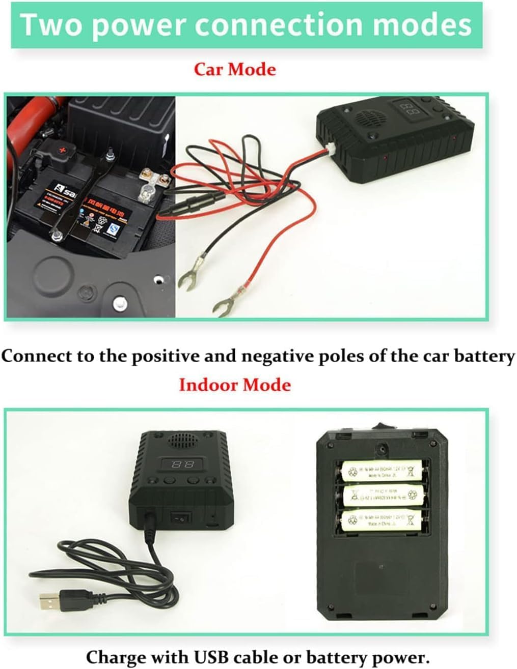 2X Ratón de ratón roedor Ardilla Repelente de ultrasonido para Motores de automóvil. Batería de automóvil o alimentación inalámbrica, Adecuado para automóviles, Camiones, autocaravanas