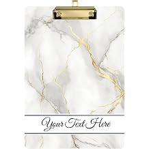 Gredecor Custom Clipboard Personalized Nursing Clip Board with Gold Low Profile Metal Clip Hanging Customized White Gold Marble Clip Boards for Students Classroom School Office