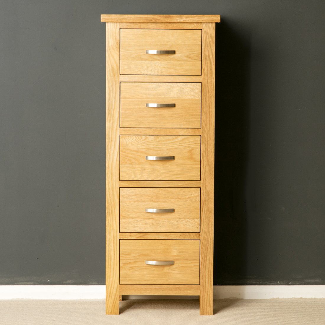 Buy London Oak Tallboy Chest of Drawers Bedroom 5 Drawer