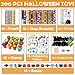 WOONOO 200PCS Halloween Goodie Bag Stuffers Stationery Set, Assorted Halloween Party Favors for Kids Toys Bulk Non Candy Halloween Treats Pencils, Eraser, Stamps, Slap Bracelets