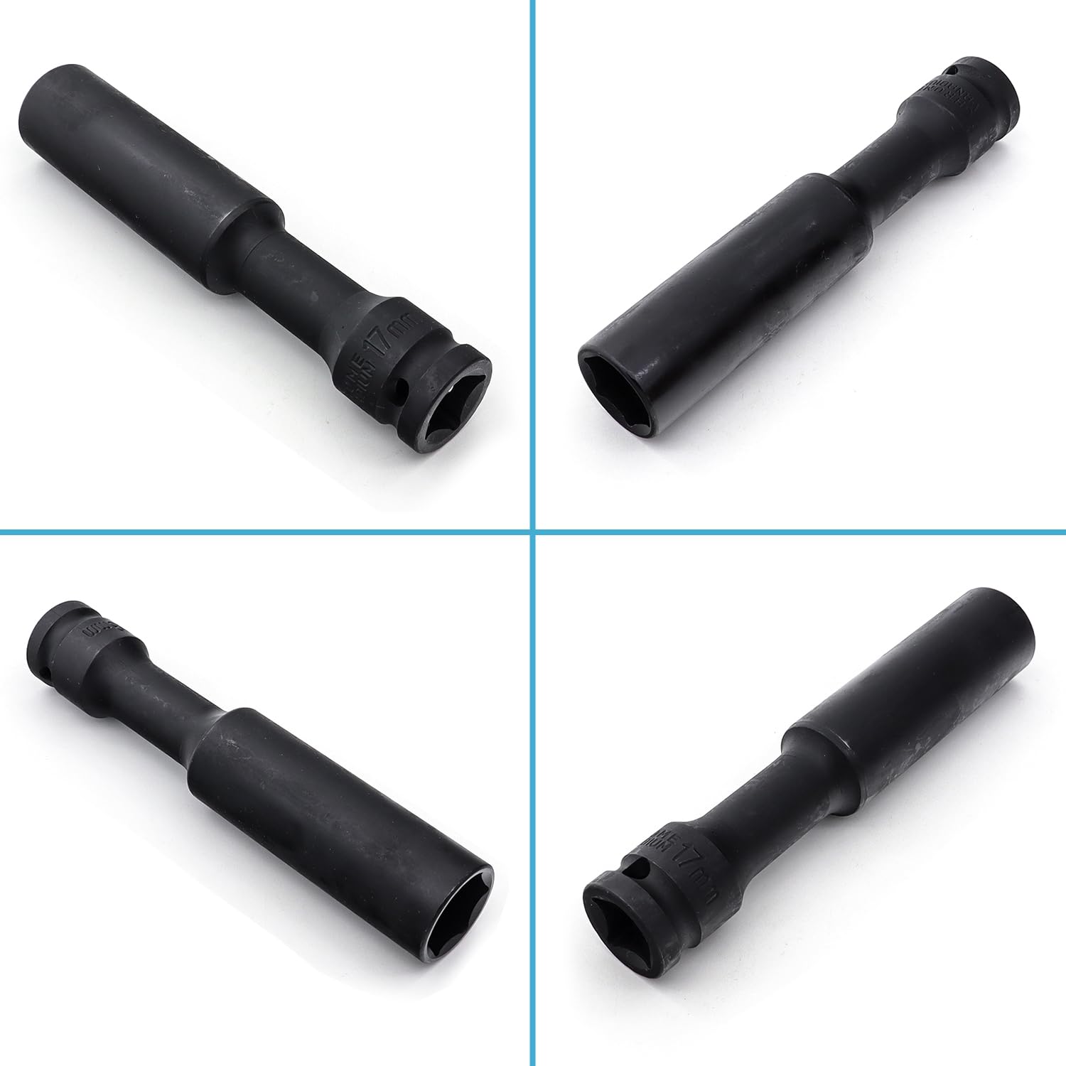 Juttzzei Deep Impact Socket 1/2 Inch Drive 17mm, CR-V Steel With 128mm Length 6-Point Metric Size for Car Tractors Engines Repair - Image 3