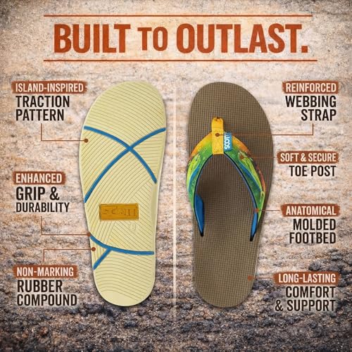 Image of Scott Hawaii Men's Kaiko Fishing & Boating Slipper | Neoprene Lined Strap | Arch Support | Non-Marking Outsole | No-Slip Deck Traction | All Day On The Water Sandal
