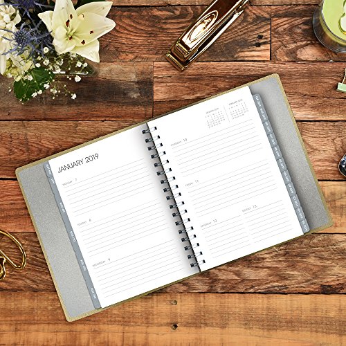 Orange Circle Studio 2019 Leatheresque Hidden Spiral Agenda, August 2018 - December 2019, Metallic Gold #TOP4