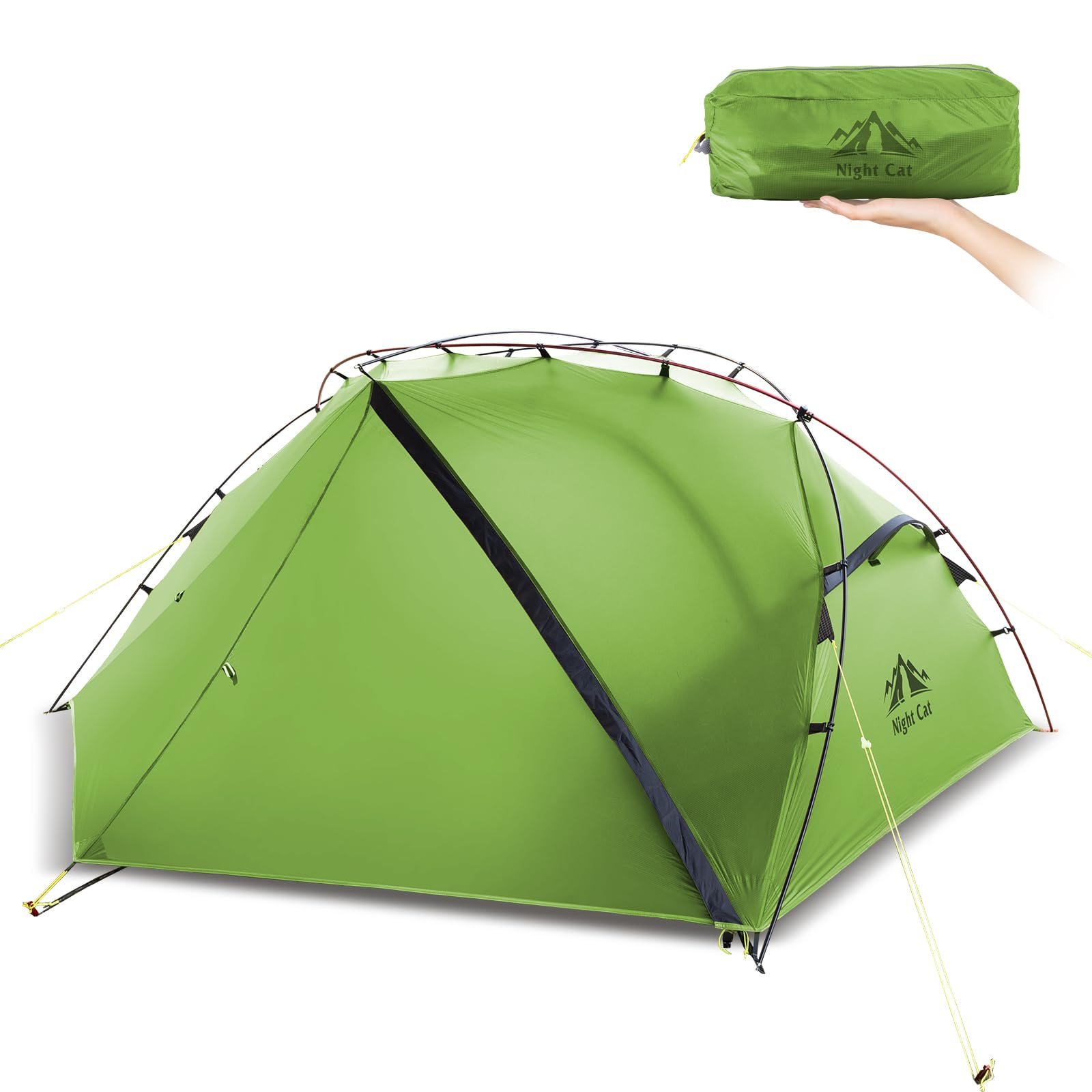 Night Cat 2 Man Tent Waterproof: Backpacking Tent 1 Person Nylon 15D PU5000mm Ultralight Portable Lightweight for Camping Trekking Hiking Outdoor
