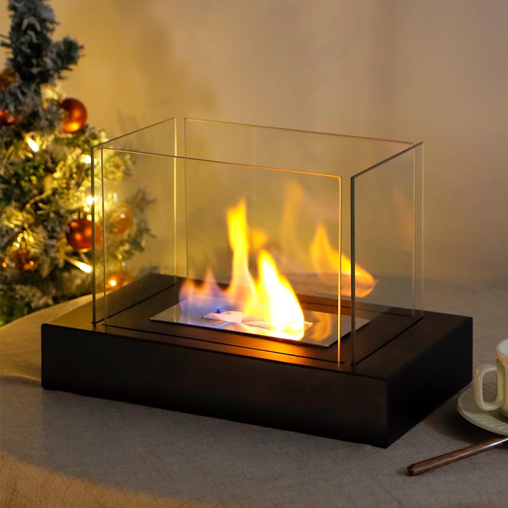 JHY DESIGN Schwarz 35cm Breite Tisch-Kamin/Feuerschale für Terrasse