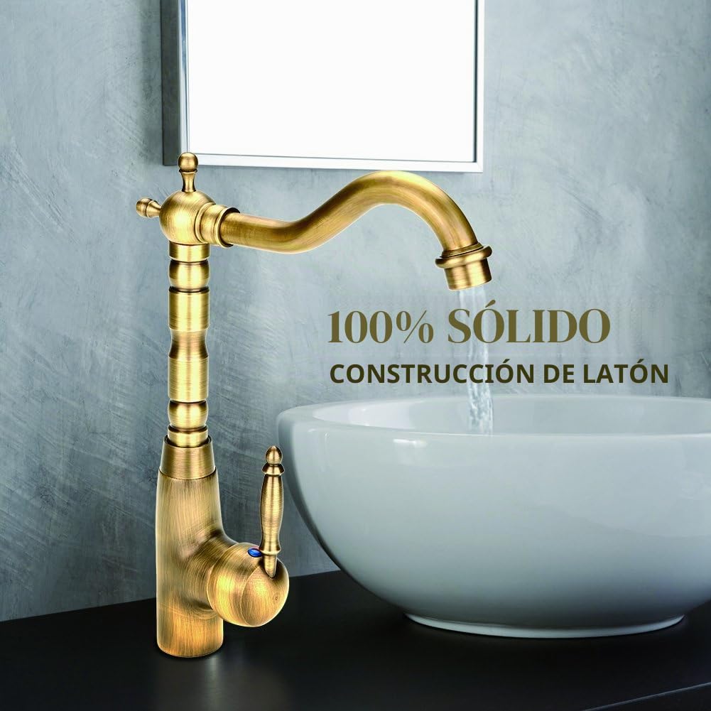 Grifo De Lavabo Retro Grifo Mezclador De Manija con Grifo De Filtro De Agua De Manguera De Agua 2 para Baño De Cocina