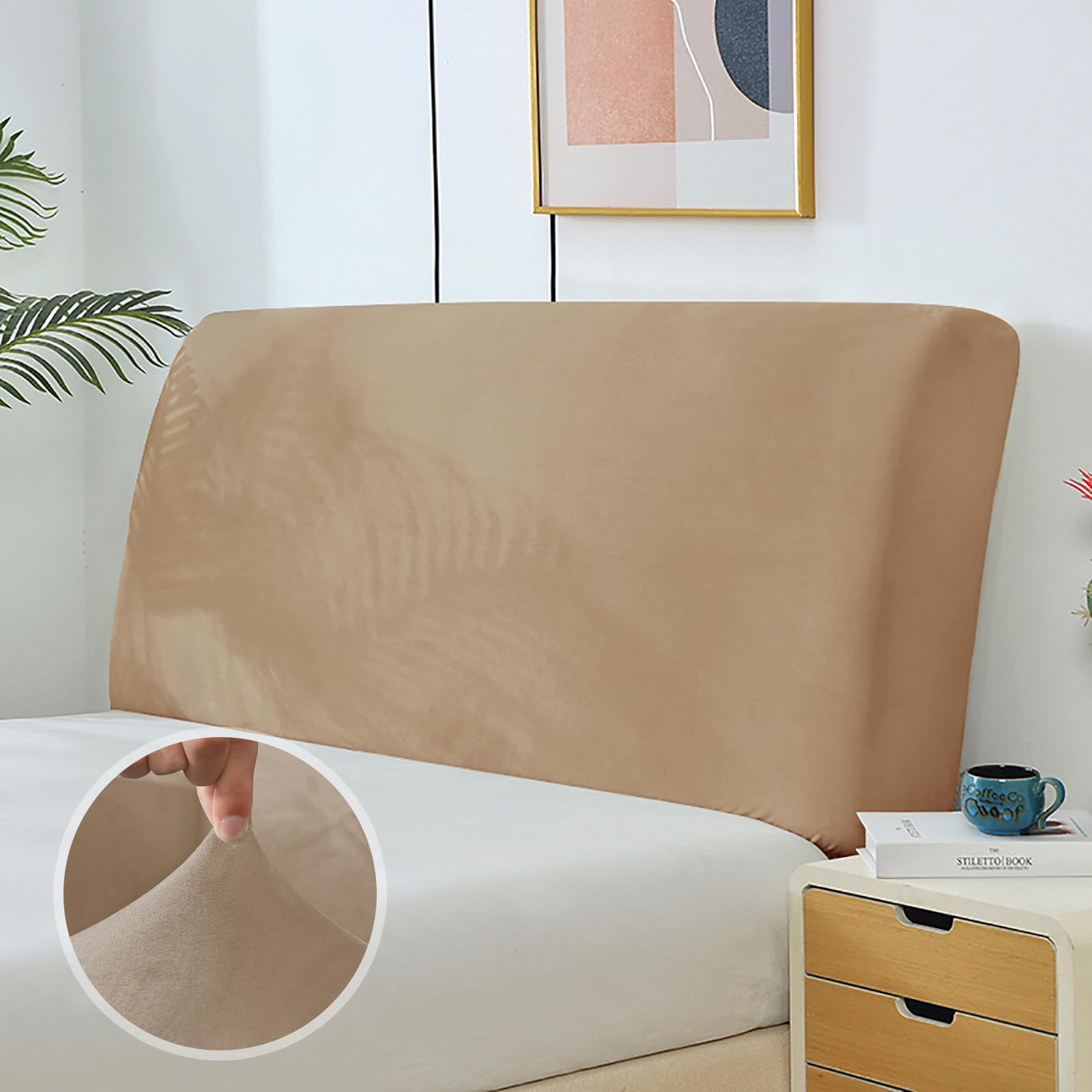 Copritestiera Letto Elastico - Fodera Morbida Per Testiera Matrimoniale | Bianco E Altri Colori | WSGJHB - Foto 8