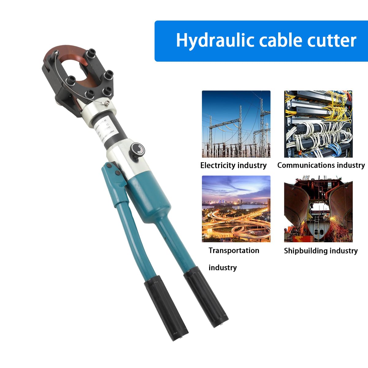 Tijeras de cable hidráulicas, cortacables, herramienta de 70 kN, diámetro de 50 mm, cortador de cables, alicates de crimpado, cortador de alambre para CU, aluminio y cable telefónico