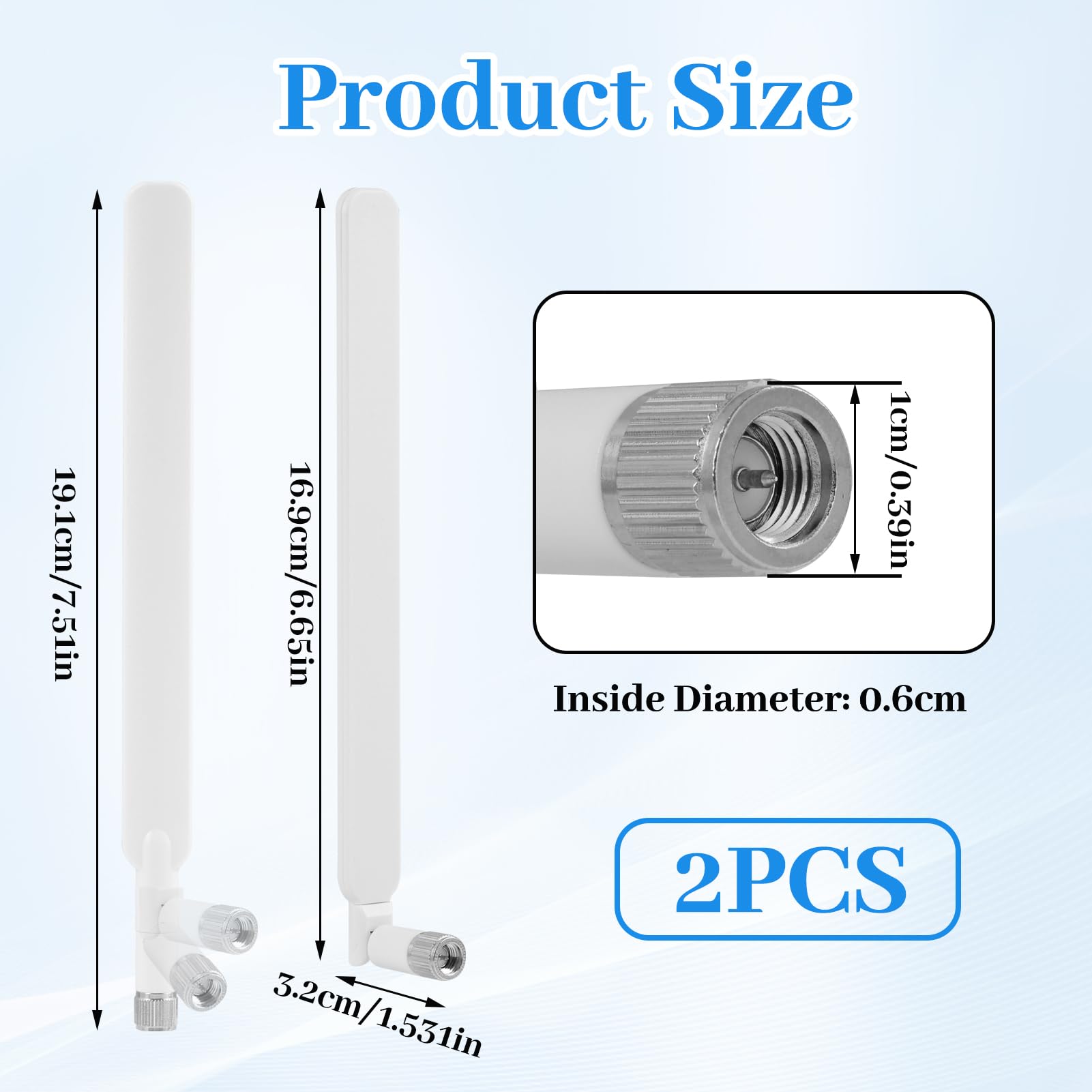 2 sztuki 4G LTE SMA męskie anteny dwupasmowe WiFi, 4G LTE 10dBi antena wielokierunkowa, przedłużenie sygnału do routera 4G modemu CPE karty WiFi kamery PC telefonu komórkowego, długość 19 cm wysokości