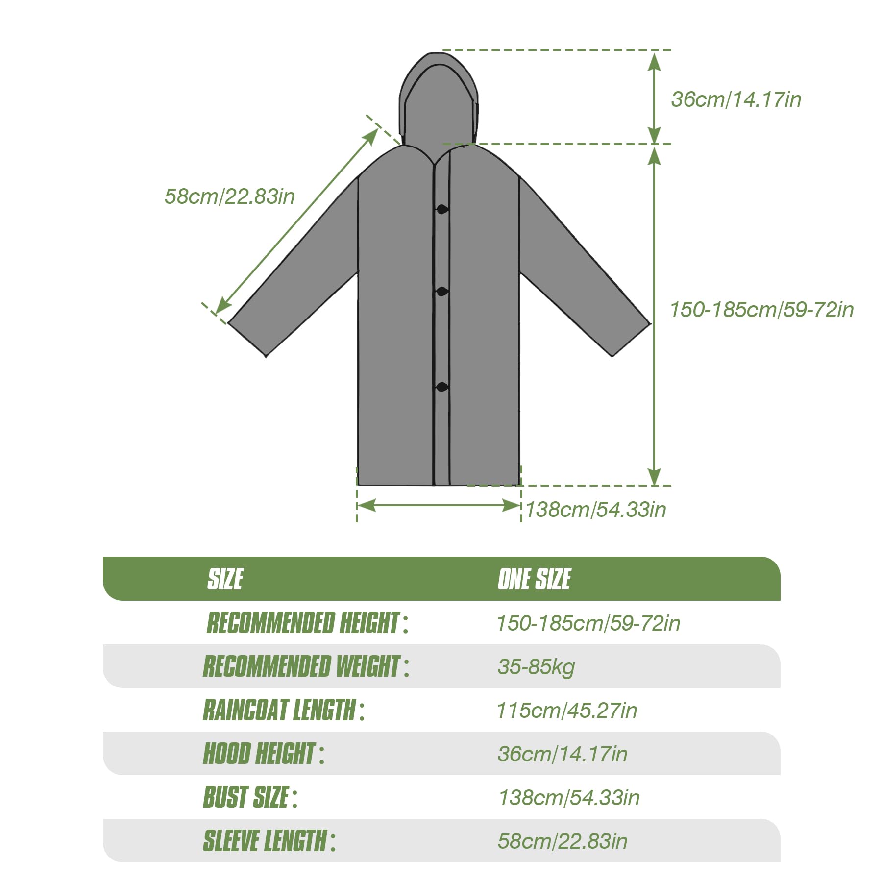 Chubasquero impermeable con capucha 2 unidades reutilizable largo para hombre y mujer